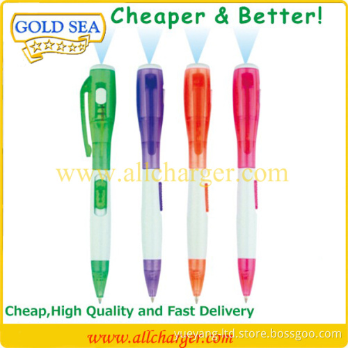 Novelty Plastic LED pen light free Logo Printed Promotional gift